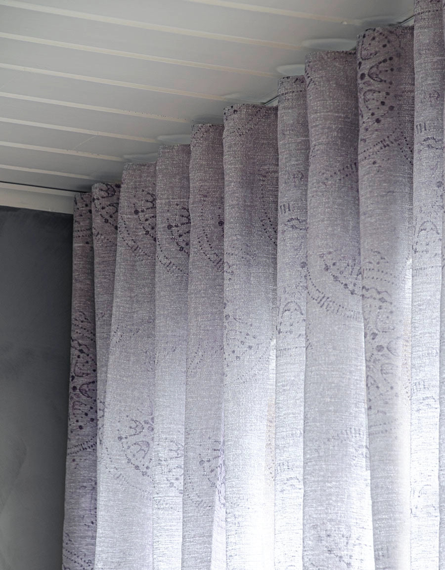 Made-to-measure curtain, Old Orient, grey/purple