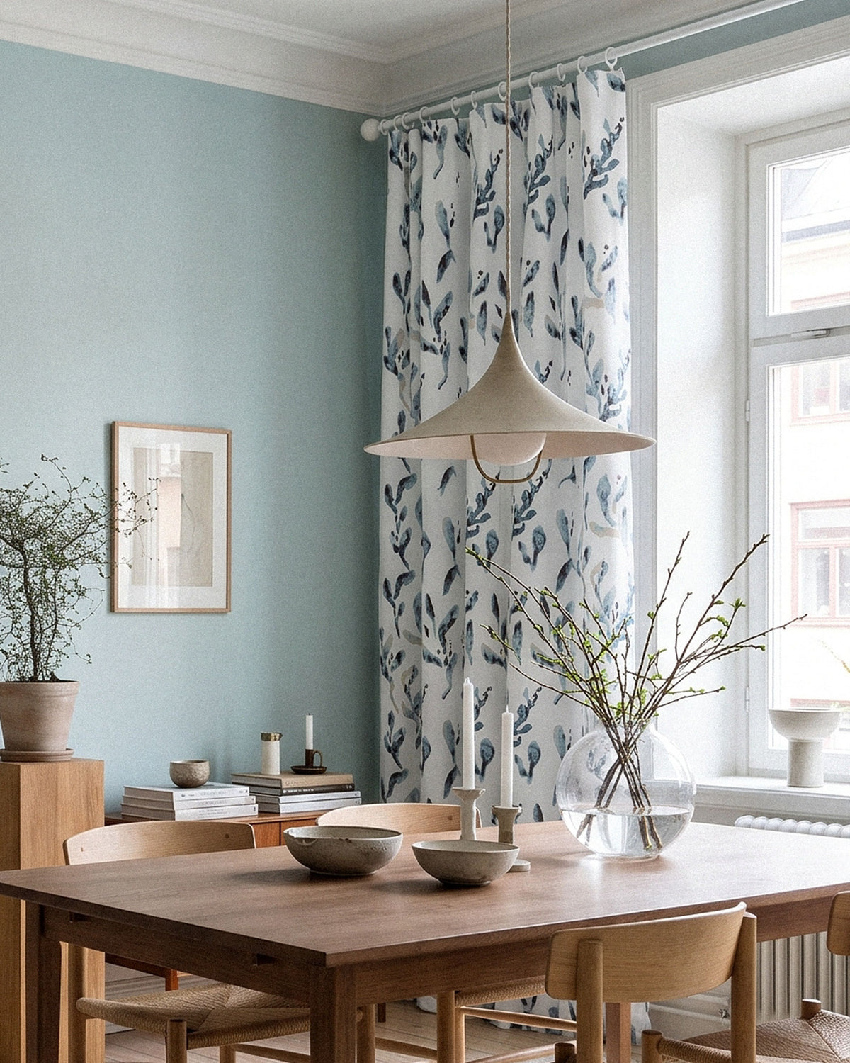 Curtain Alger, white/blue