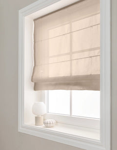Transparent hissgardin Viska beige med lina