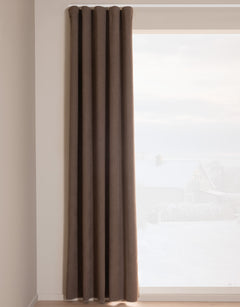 Brown room-darkening curtain
