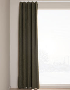 Green room-darkening curtain