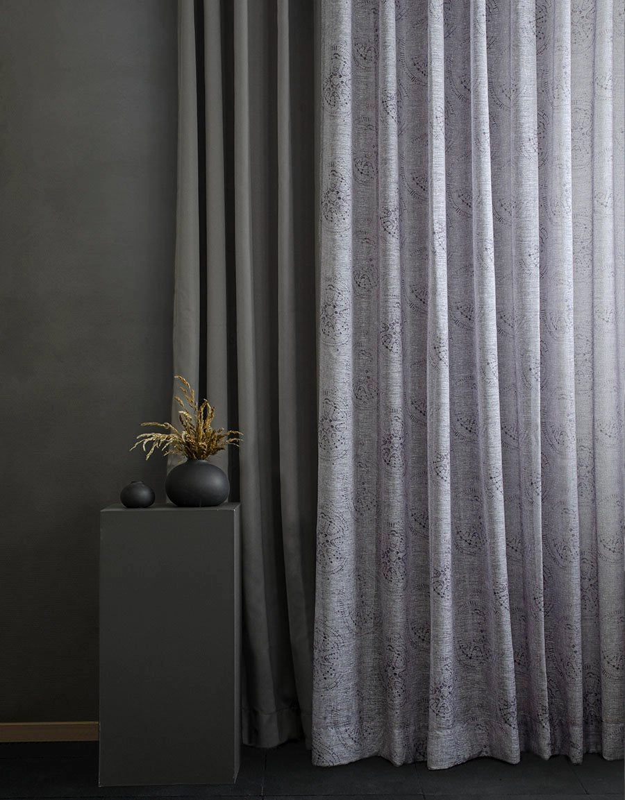 Made-to-measure curtain, Old Orient, grey/purple